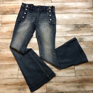 Express Bell Flare jeans with button accents